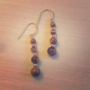 14k gold tigers eye earrings